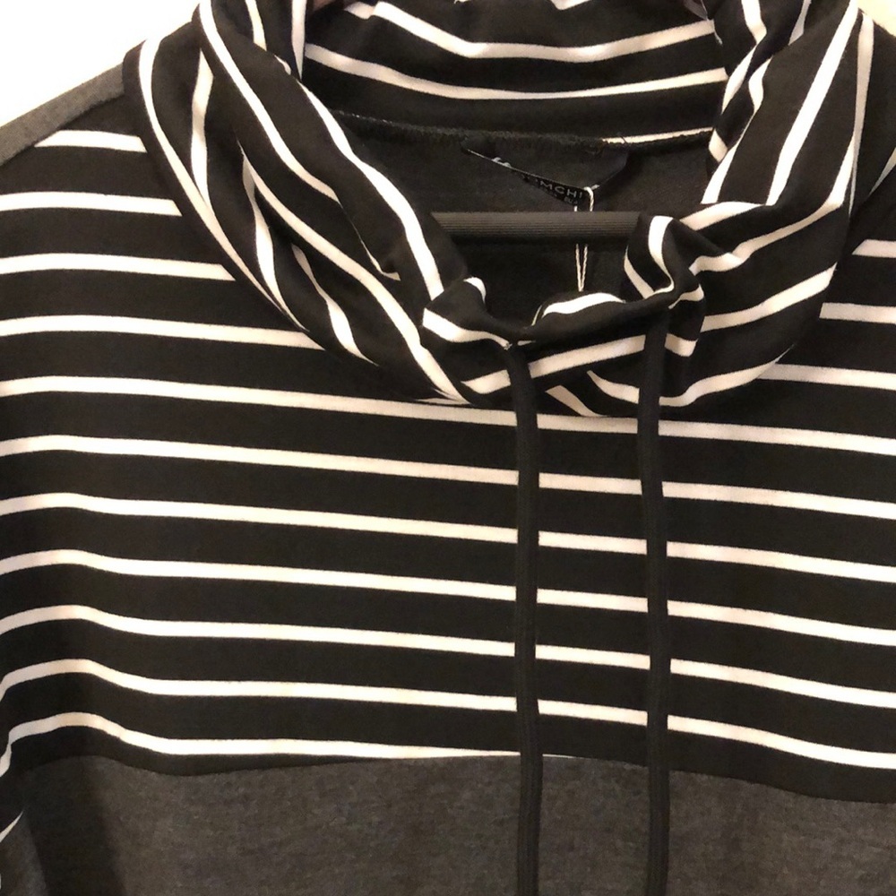 Bloom Chic Mock Neck Striped Patchwork Drawstring Sweatshirt 18-20 NWT - Picture 2 of 8